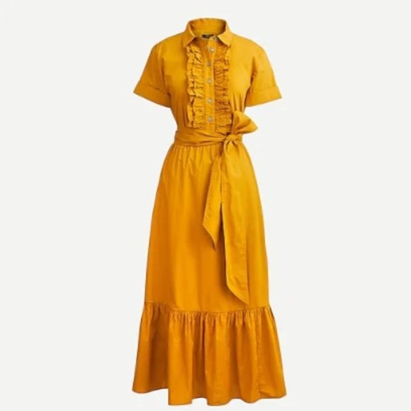 J. Crew Dresses & Skirts - NWOT J. Crew Tall Ruffle-front midi dress in cotton poplin